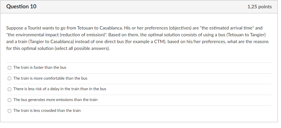 Suppose a Tourist wants to go from Tetouan to