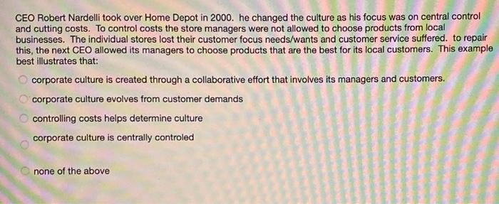 CEO Robert Nardelli took over Home Depot in 2000.