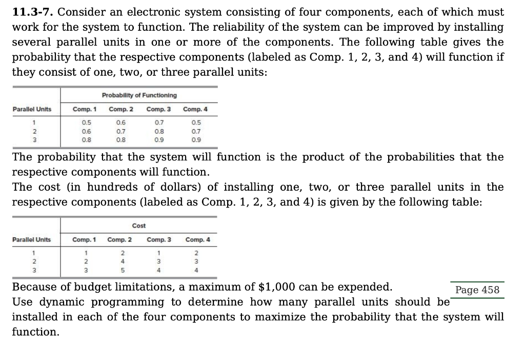11.3-7. Consider an electronic system consisting