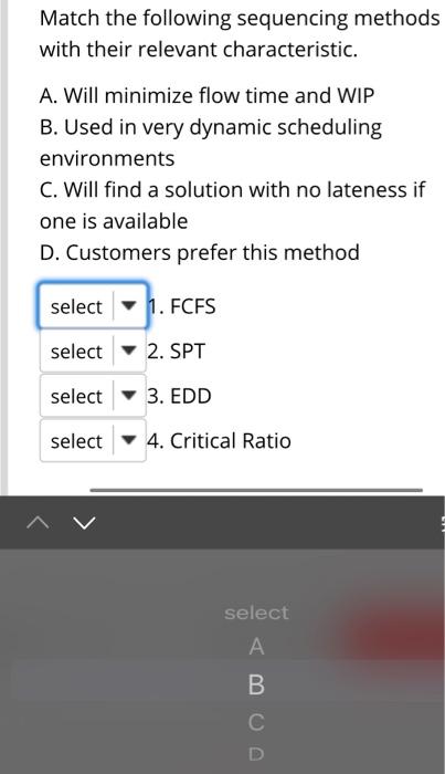 The following jobs, in order of receipt, are