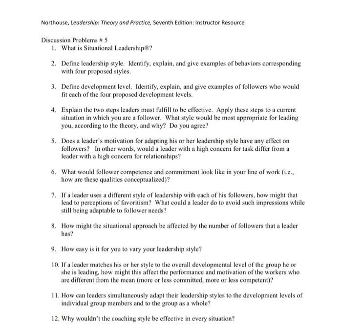 Northouse, Leadership: Theory and Practice,