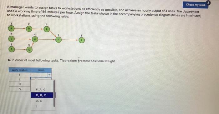Check my work A manager wants to assign tasks to