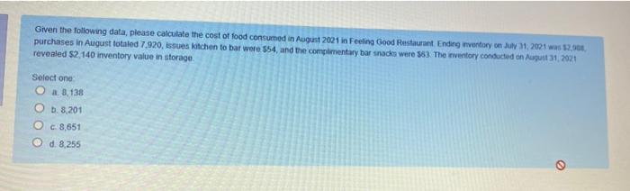 Given the following data, please calculate the