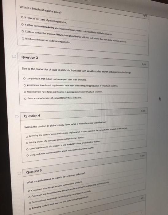 What is a benefit of a global brand O reduces the