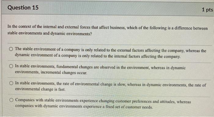 Question 15 1 pts In the context of the internal