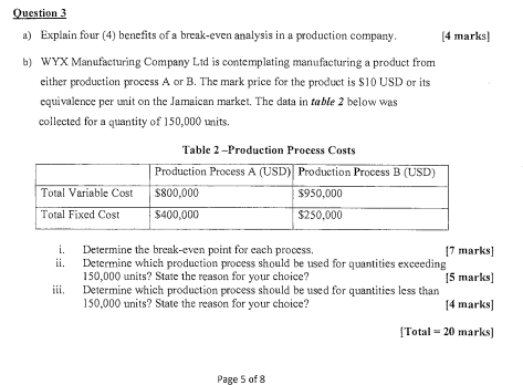 Question 3 a) Explain four (4) benefits of a