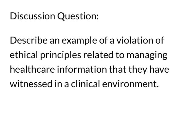 Discussion Question: Describe an example of a