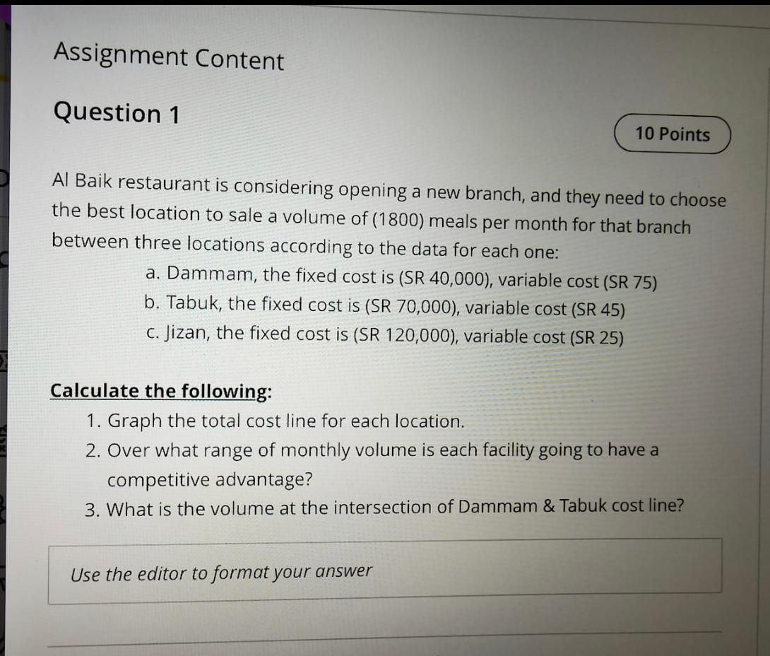Assignment Content Question 1 10 Points Al Baik