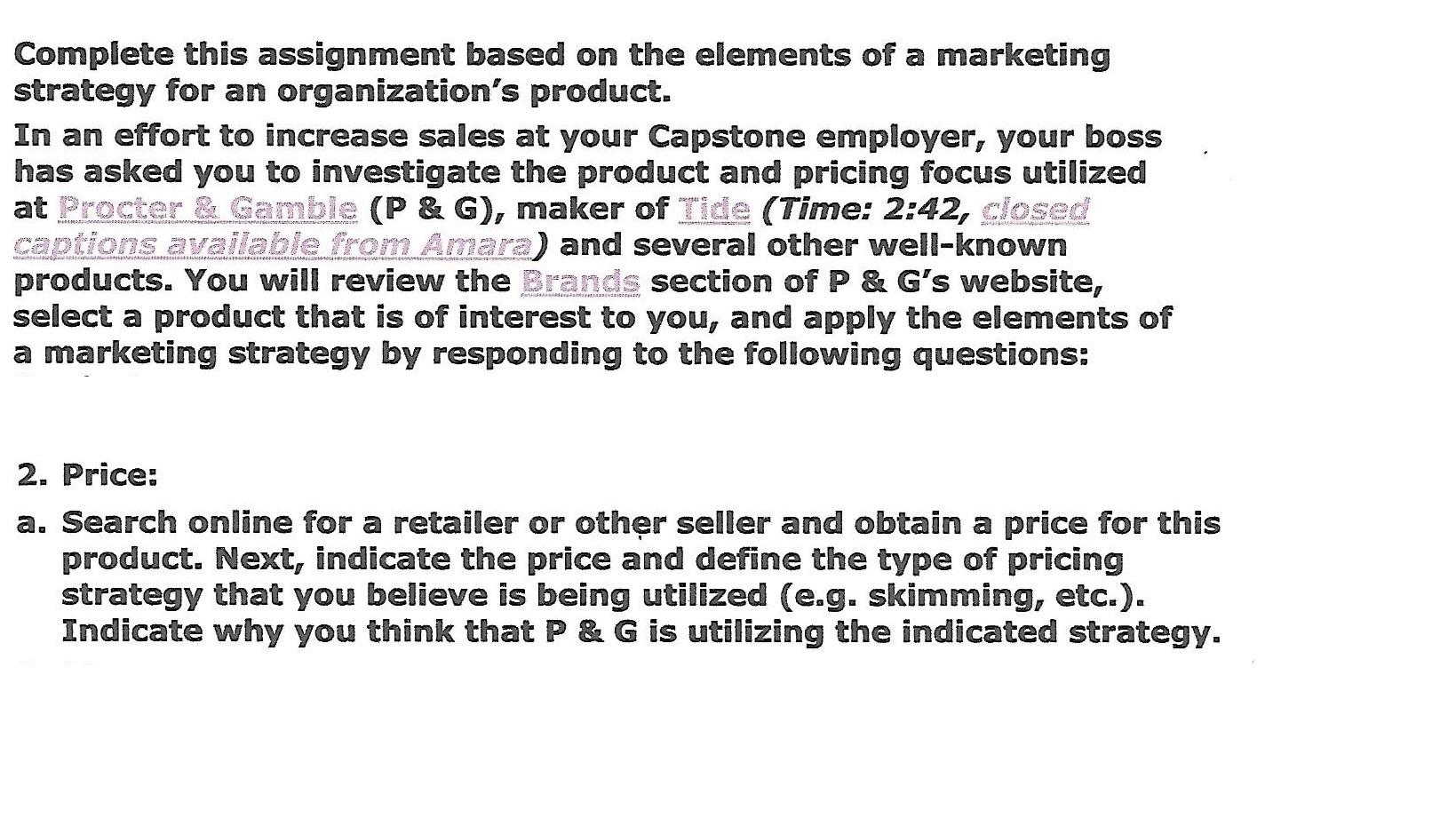 Complete this assignment based on the elements of