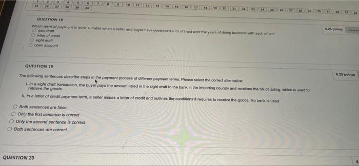 QUESTION Which term of payment is most suitable