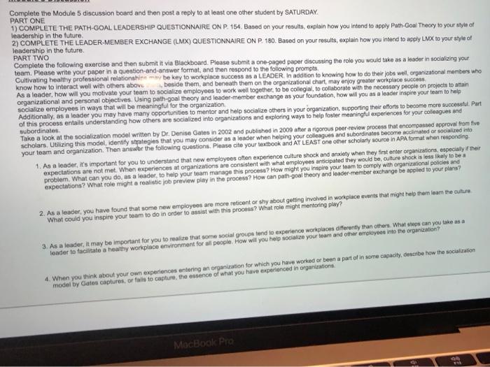 Complete the Module 5 discussion board and then