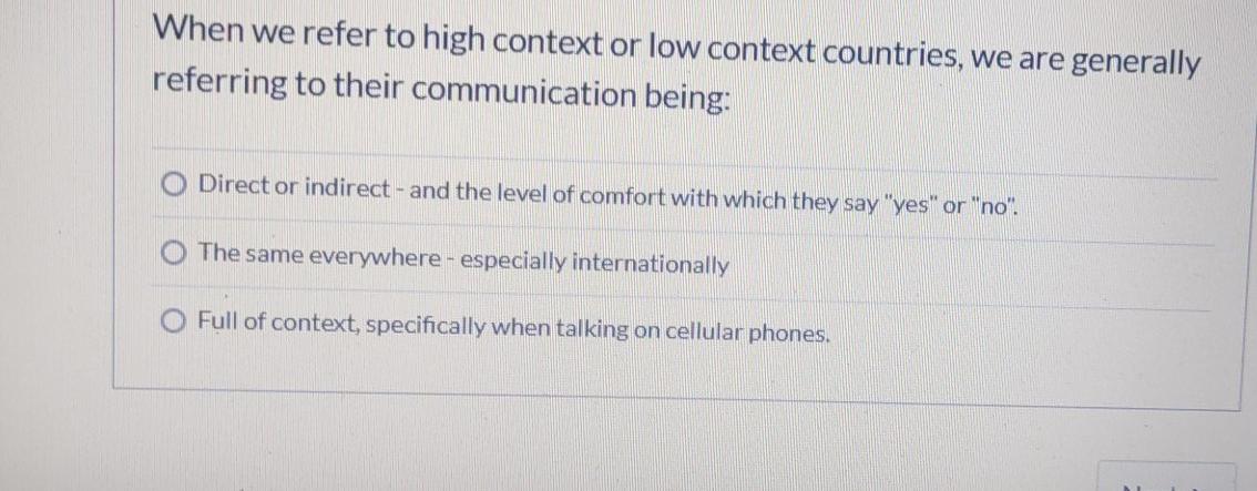 When we refer to high context or low context