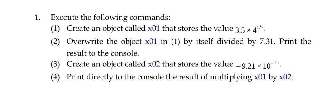 1. Execute the following commands: (1) Create an