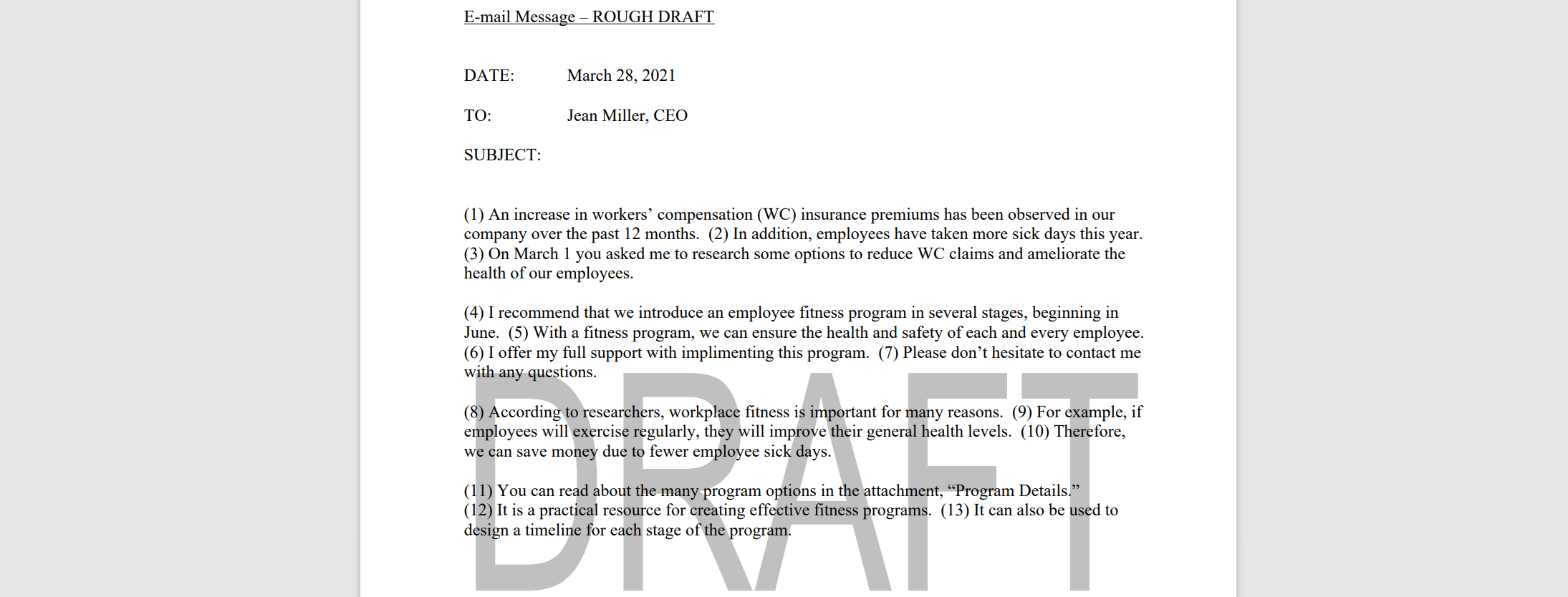 Directions: Study both the scenario and e-mail