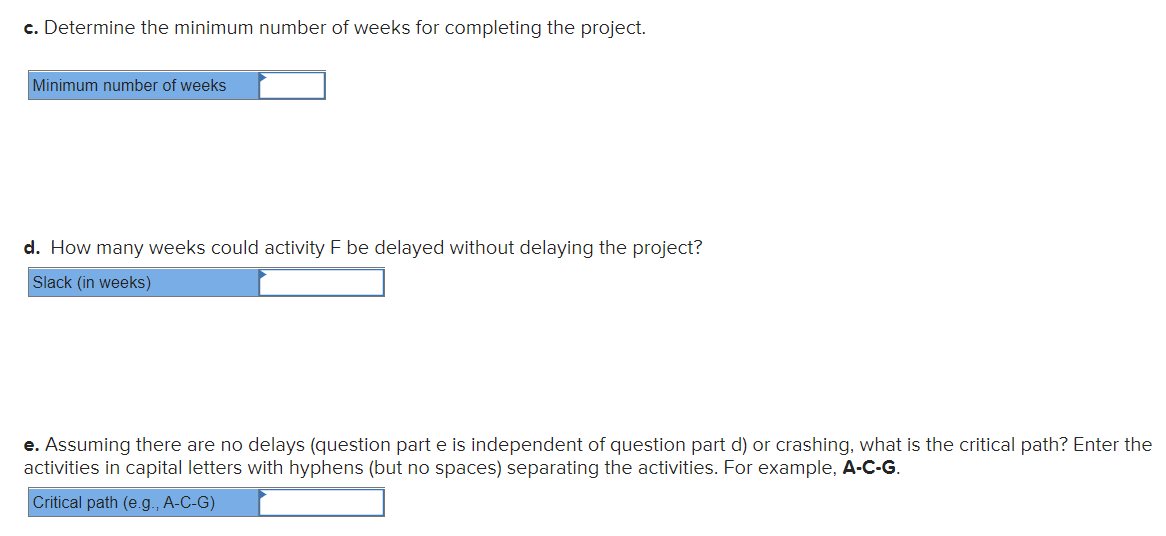 IMMEDIATE PREDECESSOR ACTIVITY B U D E F G H I A