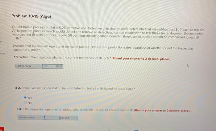 Problem 10-19 (Algo) Output from a process
