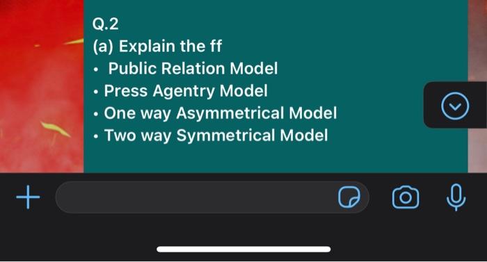 Q.2 (a) Explain the ff Public Relation Model