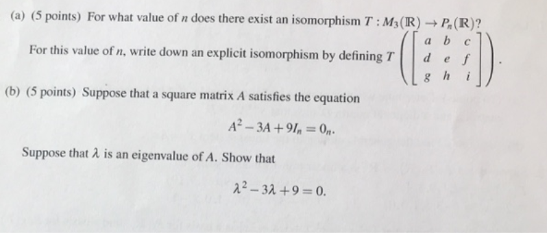 (a) (5 points) For what value of n does there