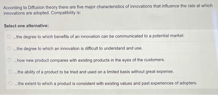 According to Diffusion theory there are five
