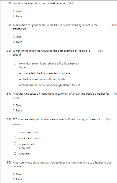 31) Fraud in the execution is not a real defense.