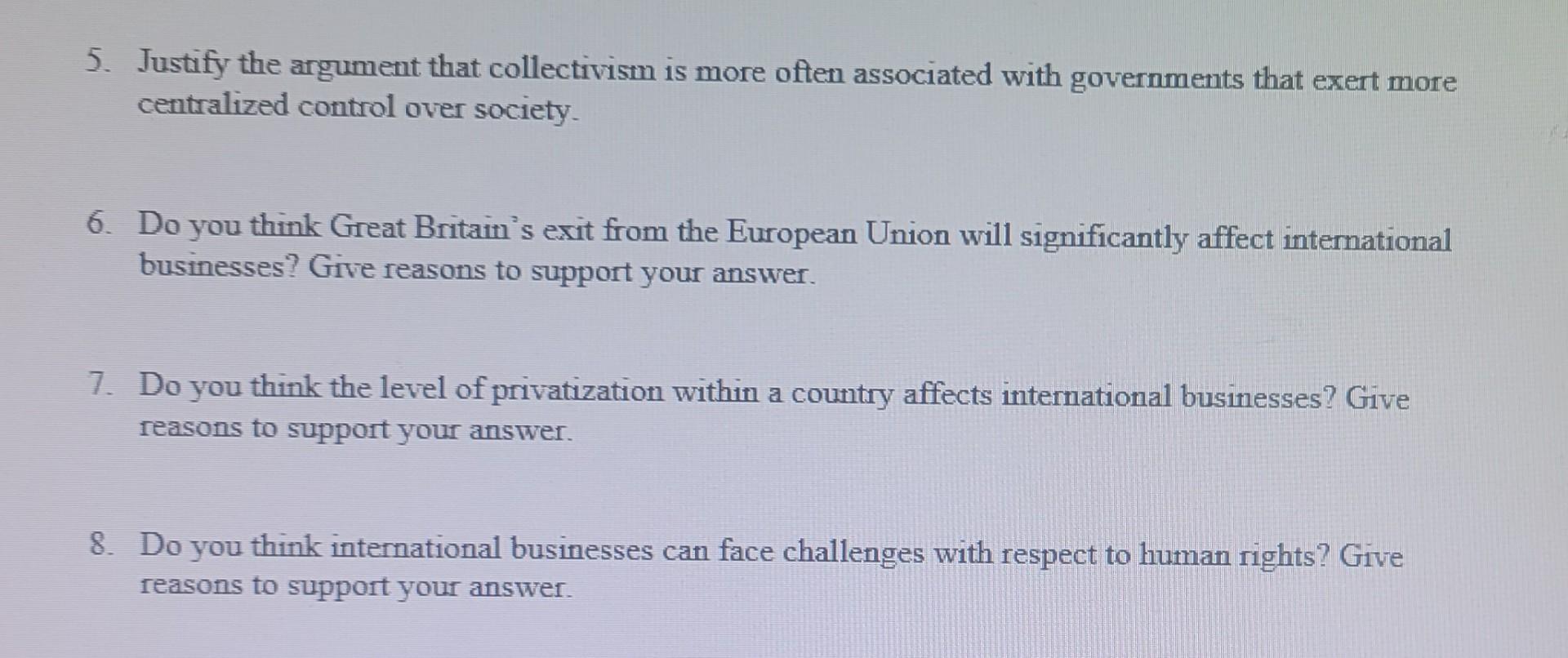 In a short respond. Explain each question. 5.