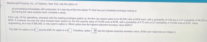 MacDonaid Products, Inc, of Clarkson, New Yoek,