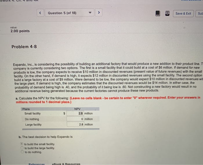 < Question 5 (of 18)  style=