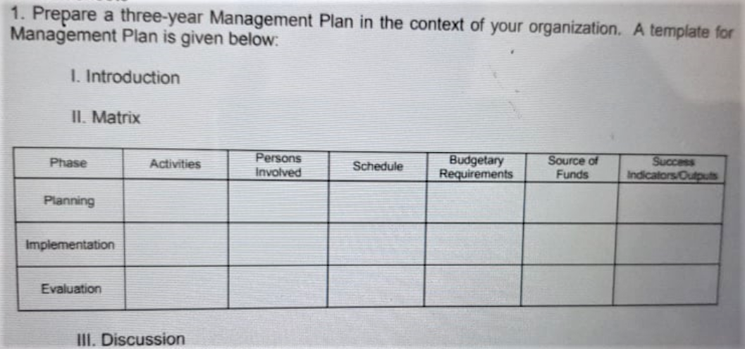 Kindly show me an example of a three year