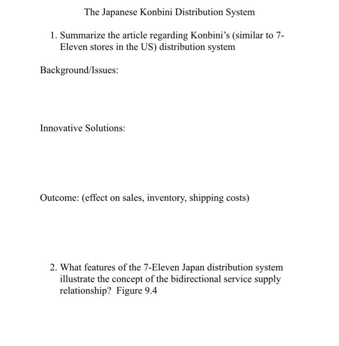 THE JAPANESE KONBINI DISTRIBUTION SYSTEM In the