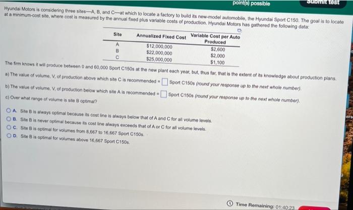 Submit test point(s) possible Hyundai Motors is