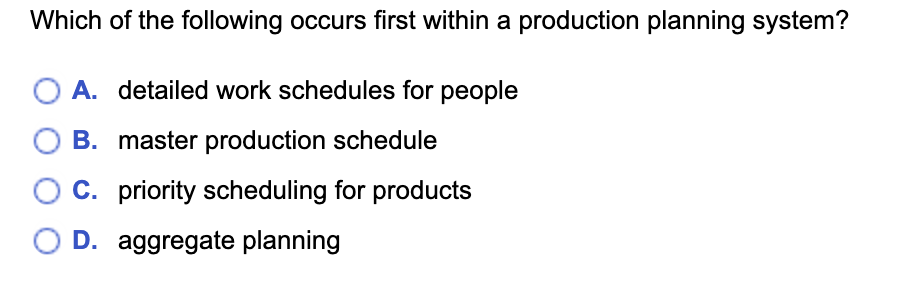 Which of the following occurs first within a