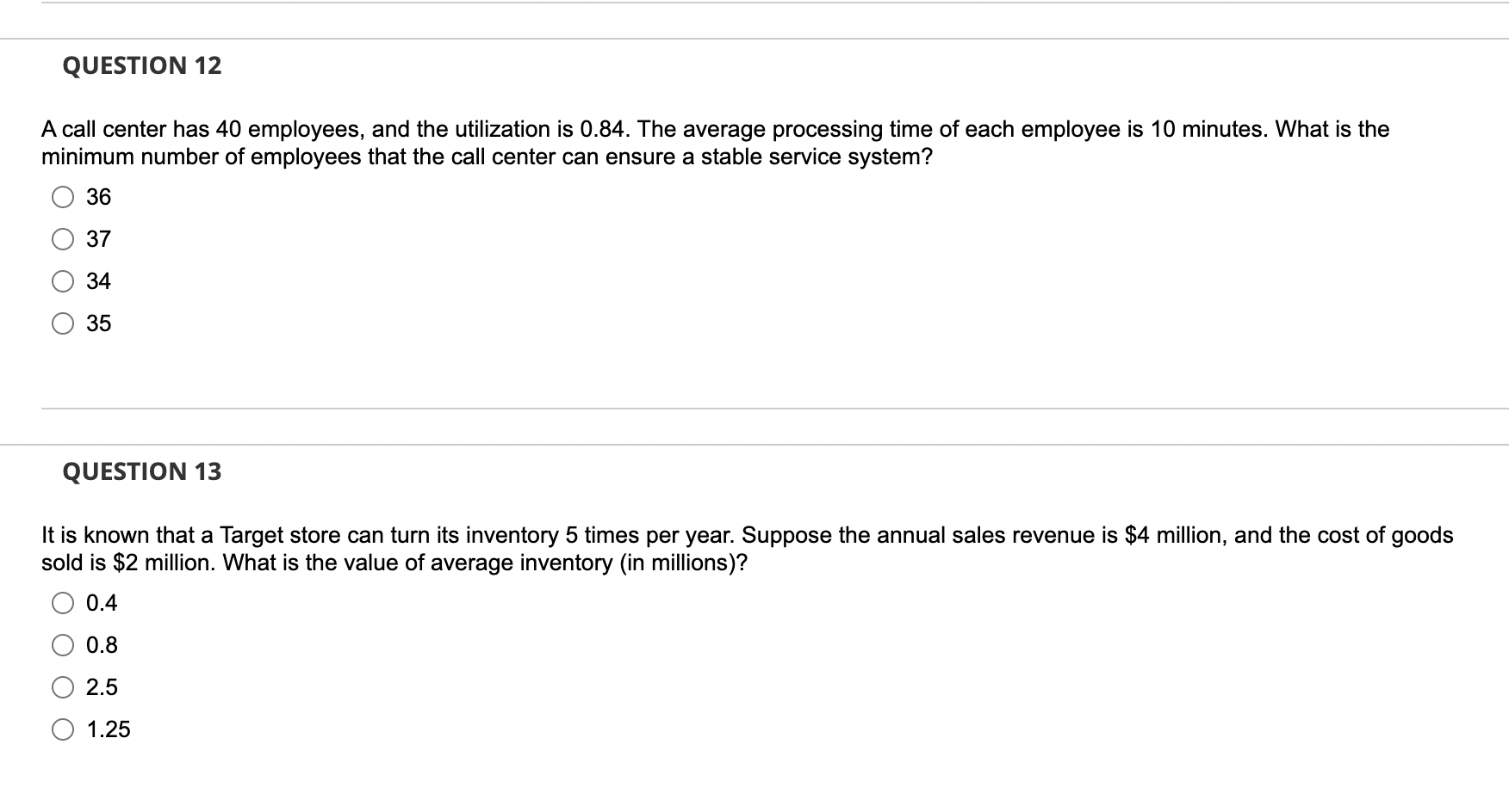 A call center has 40 employees, and the
