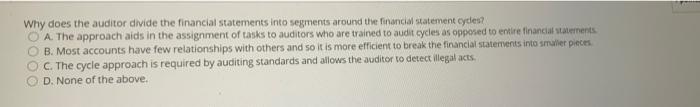 Why does the auditor divide the financial