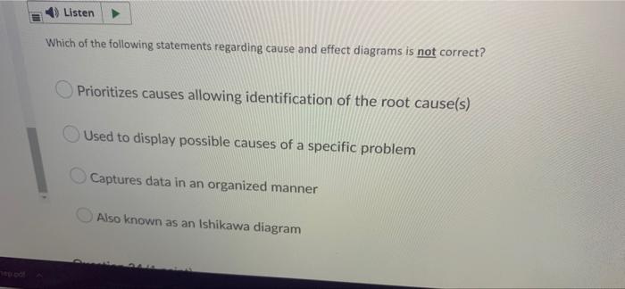 Listen Which of the following statements