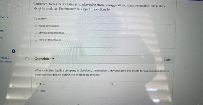 18/19 Consumer Staples Inc. includes in its