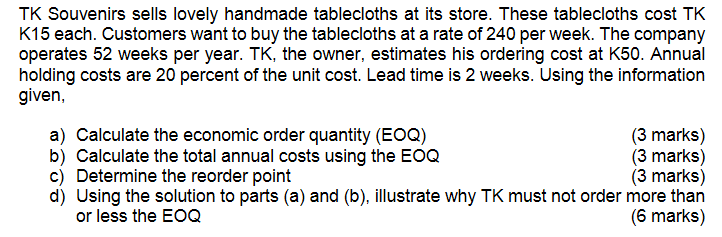 TK Souvenirs sells lovely handmade tablecloths at