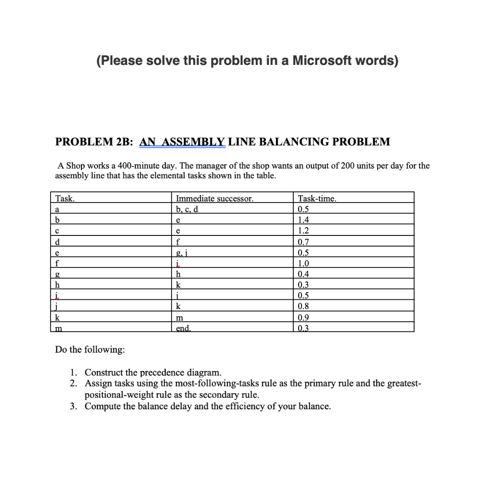 (Please solve this problem in a Microsoft words)