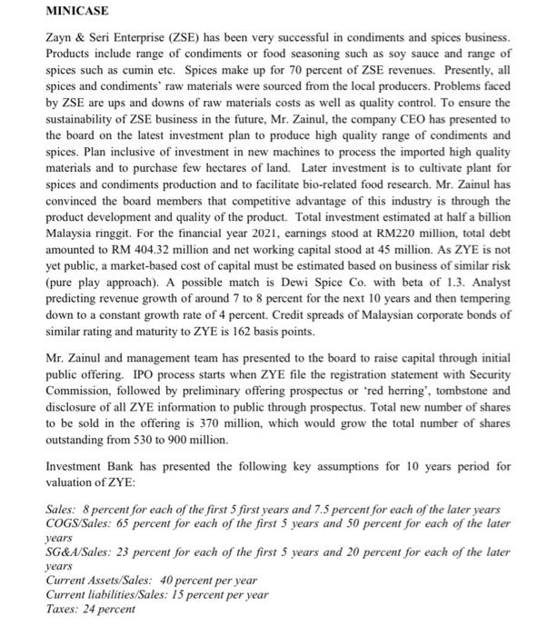 MINICASE Zayn \& Seri Enterprise (ZSE) has been