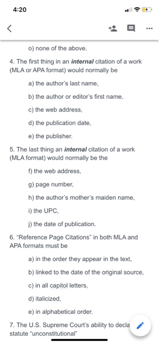 4:20 < . o) none of the above. 4. The first thing