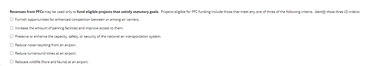 Revenues from PFCs may be used only to fund