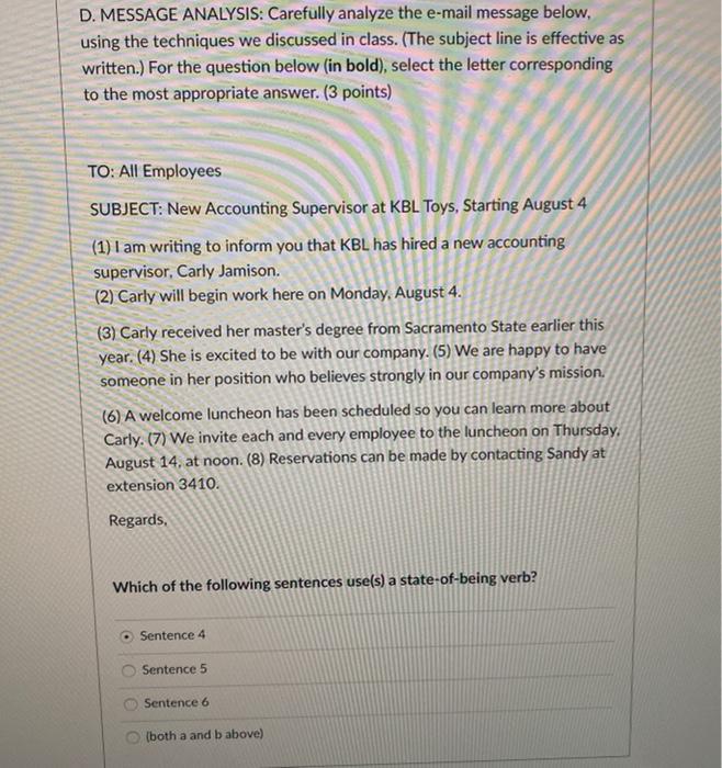 D. MESSAGE ANALYSIS: Carefully analyze the e-mail