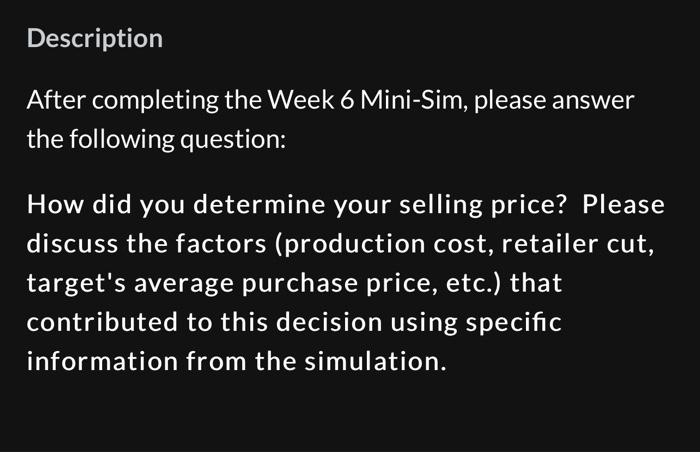 MARKETING QUESTION BASED ON MINI SIM PRICING on