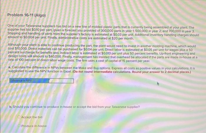 One of your Talwanese suppliers has bid on a new