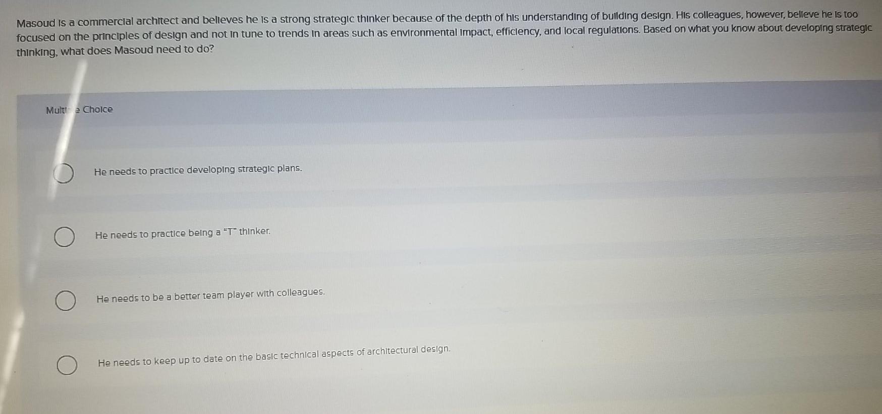 Masoud is a commercial architect and believes he
