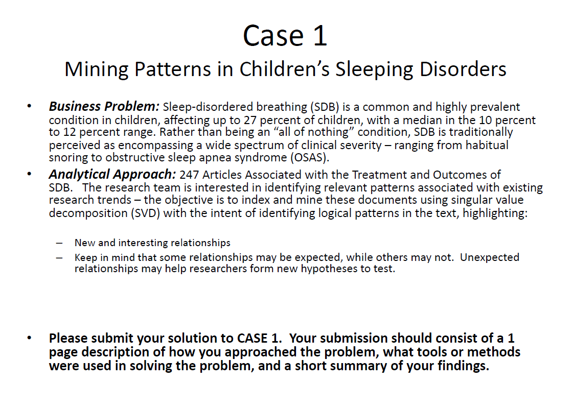 Case 1 Mining Patterns in Children's Sleeping