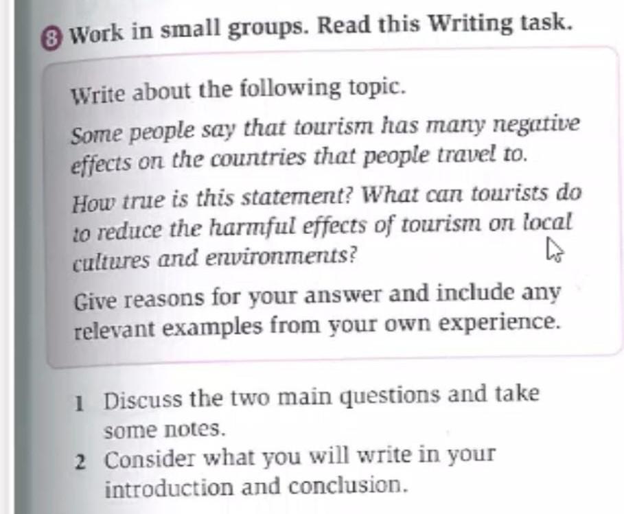 8 Work in small groups. Read this Writing task.