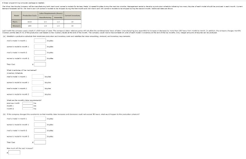 Alinear programming computer package ia reuded.