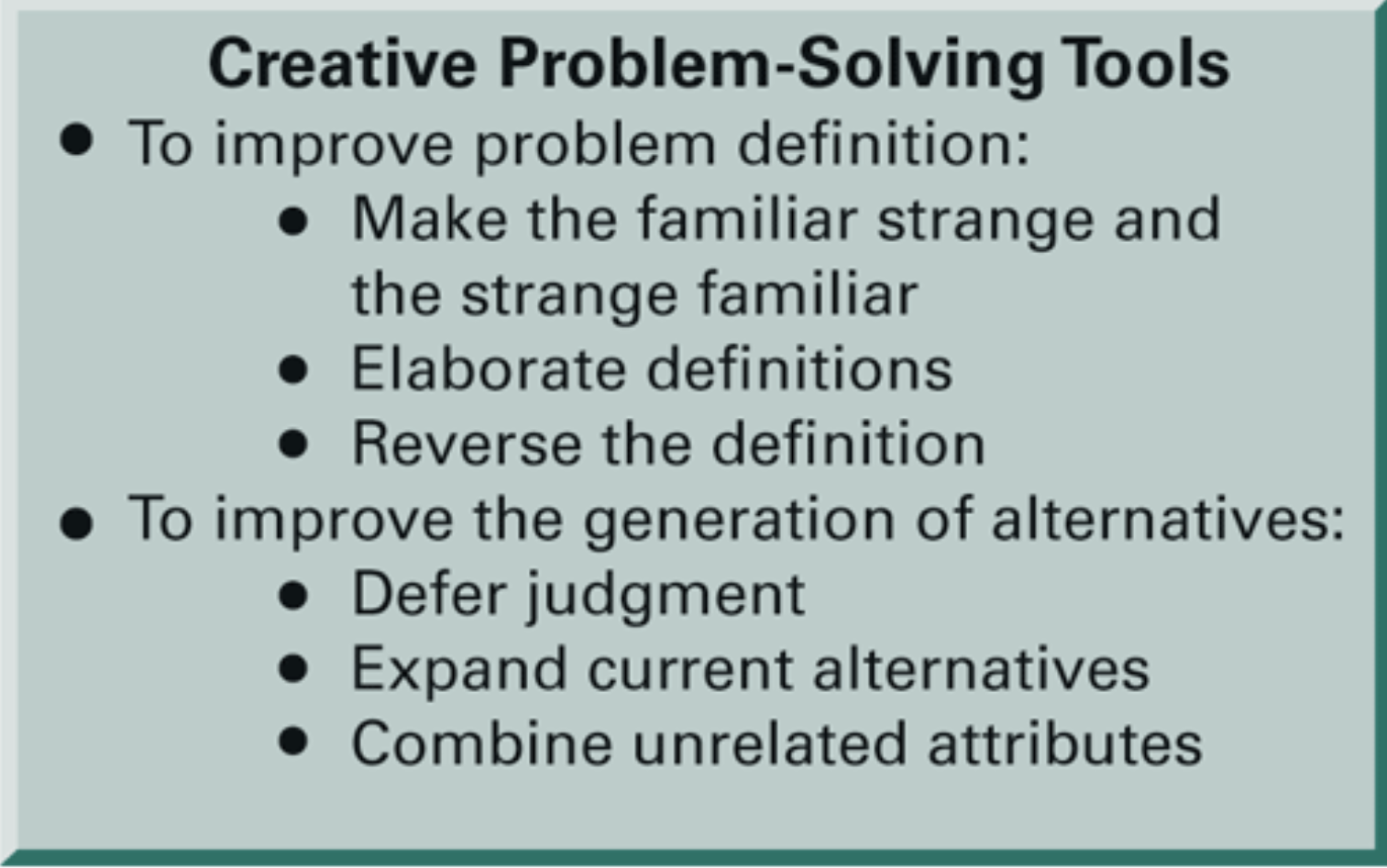 Based on the tools for fostering creative