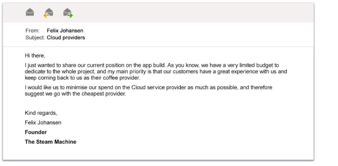 The question is to write an email to recommend