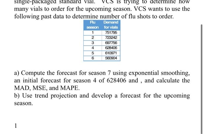Flu single-packaged standard vial. is trying to